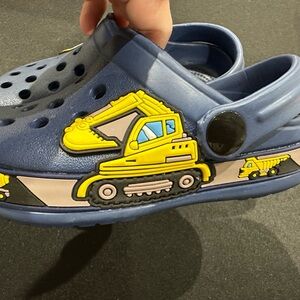 Kids Blue Clogs with Construction Theme